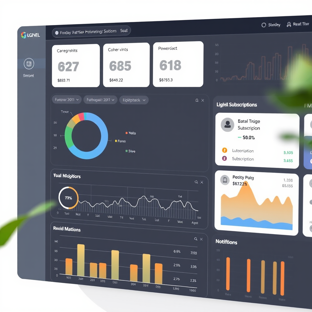 Dashboard moderna per la gestione degli abbonamenti digitali con grafici e notifiche