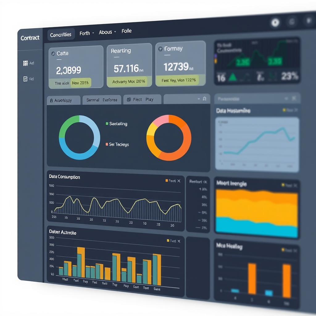 Dashboard di controllo per servizi internet con grafici di monitoraggio dei costi e consumo dati